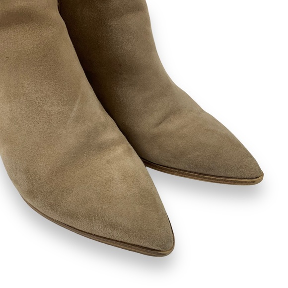 Steve Madden Taupe Suede Kaylah Pointed Toe Heeled Bootie - Picture 10 of 14